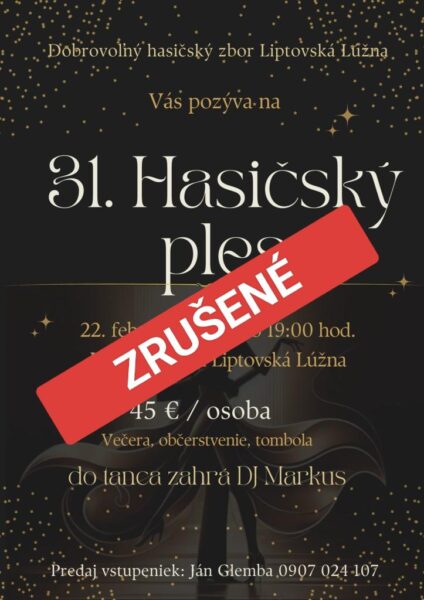 Hasicsky ples zruseny